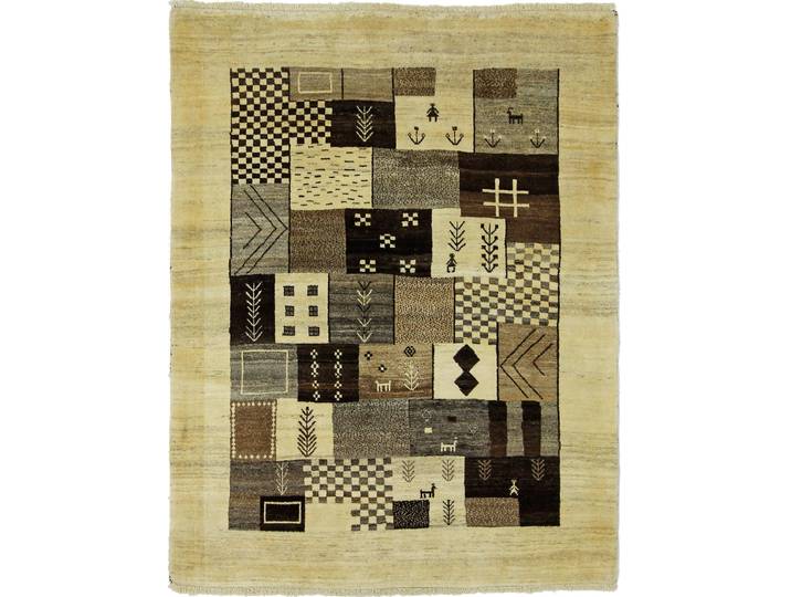 Perser Gabbeh Loribaft Teppich 152x198 Handgeknüpft Modern Orientteppich Perserteppich Wolle