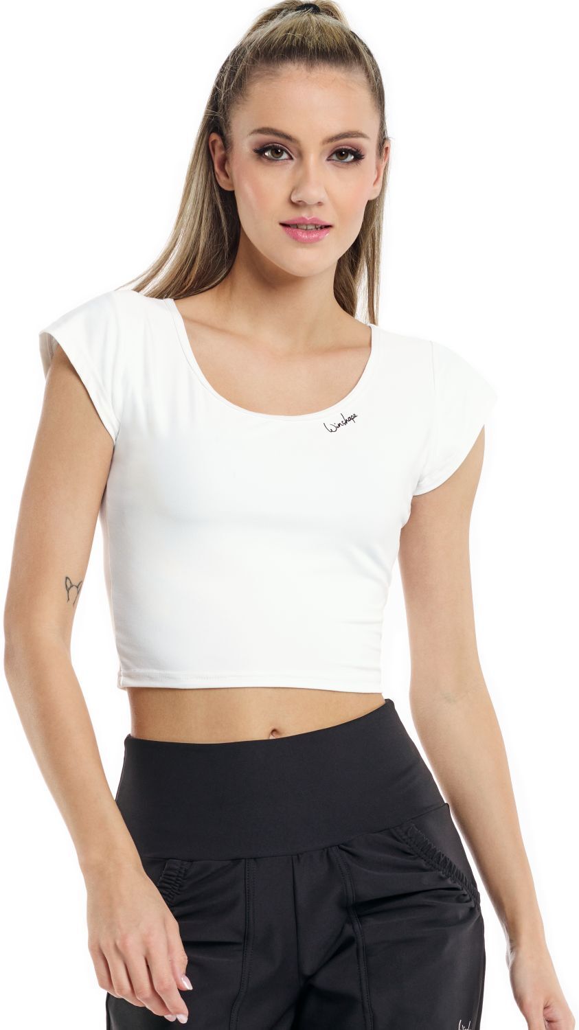 Crop-Top WINSHAPE "AET137LS", Damen, Gr. L, weiss (ivory), 85% Polyester, 15% Elasthan, Rundhals, Tops Crop-Top, Functional Light and Soft Cropped ivory L