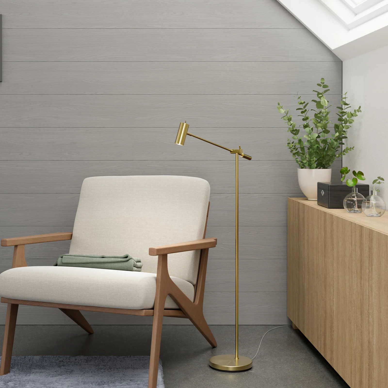 Belid Cato vloerlamp dimbaar glanzend messing voor de woonkamer