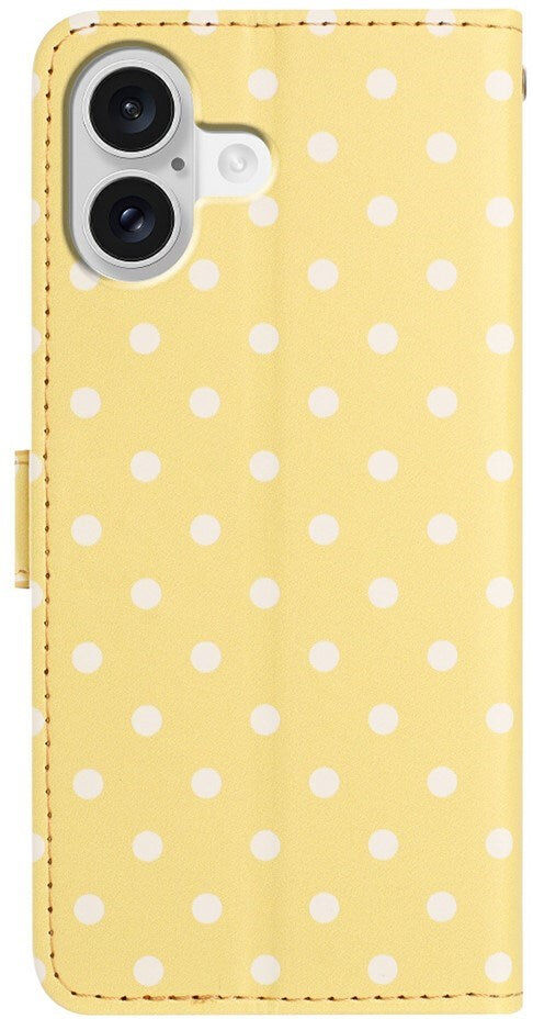 EIDERWOOD iPhone 17 Kunstlæder Flip Mobil Cover m. Polka Design - Gul