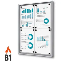 Schaukasten 4x A4, B1 Norm Alu Brandschutz brandsicher schwer entflammbar 4xA4