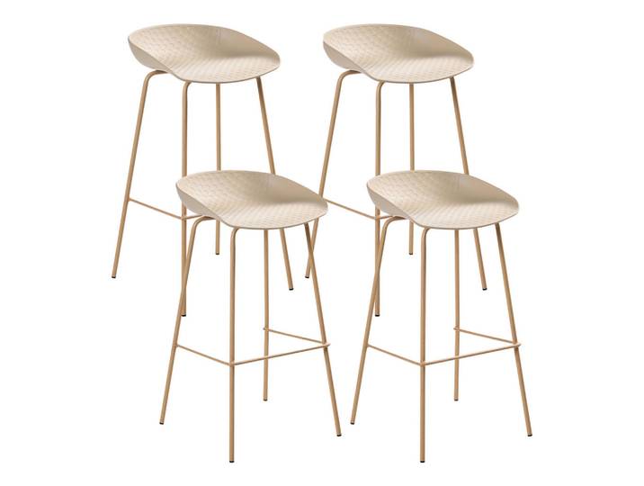 Beliani Barstuhl 4er-Set Beige Venlo, Hellbraun, Kunststoff, 43x84x44 cm, Esszimmer, Barmöbel, Barhocker