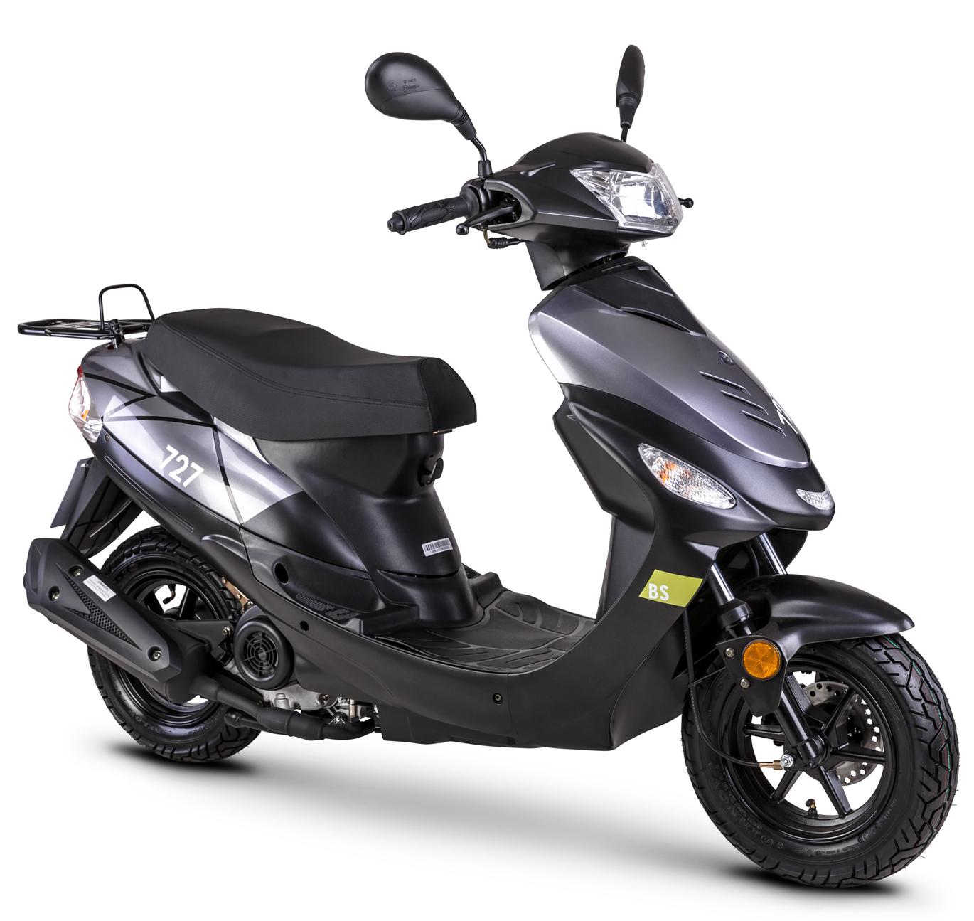 Motorroller GMX 460 Sport R 727 BS 45 km/h 12 Zoll schwarz-silber Euro 5 Mokick Roller Scooter