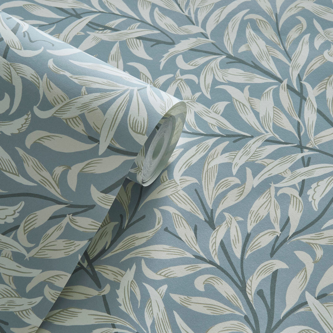 William Morris Designs by Clarke & Clarke Willow Boughs WIlliam Morris 10.05m x 52cm Matte Wallpaper Roll Dove/Teal 1,005cm L