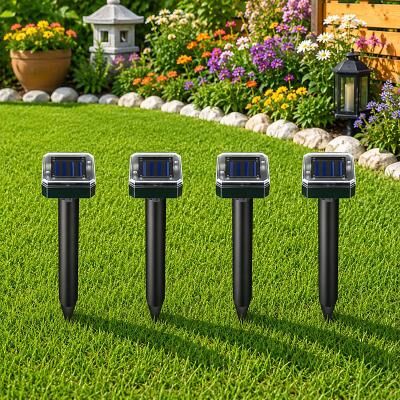 LightInthebox Mole Repellent Solar Powered, Ultrasonic Mole Deterrent Stakes, Sonic Spikes Repeller Snake Groundhog Vole Gopher Repellent for Lawns Garden Yard