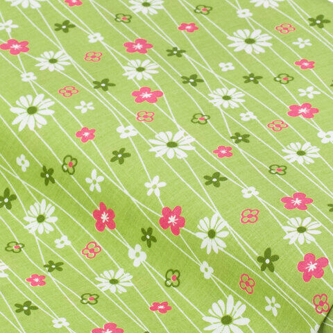 Baumwollstoff Blumen & Linien "Mona", grün-color