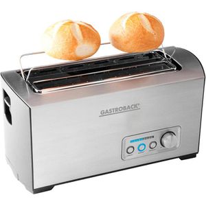 Gastroback Toaster Pro 4S 42398, mit 9 Stufen & Auftaufunktion, Edelstahl, 1500W, Langschlitz, mit Brötchenaufsatz, 4 Scheiben