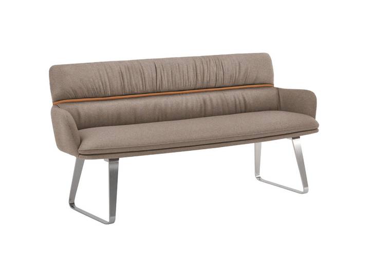 Valdera Sitzbank, Greige, Kupfer, Metall, 3-Sitzer, 220x86x68 cm, Fußauswahl, Stoffauswahl, Typenauswahl, in verschiedenen Größen erhältlich, Esszimmer, Bänke, Sitzbänke