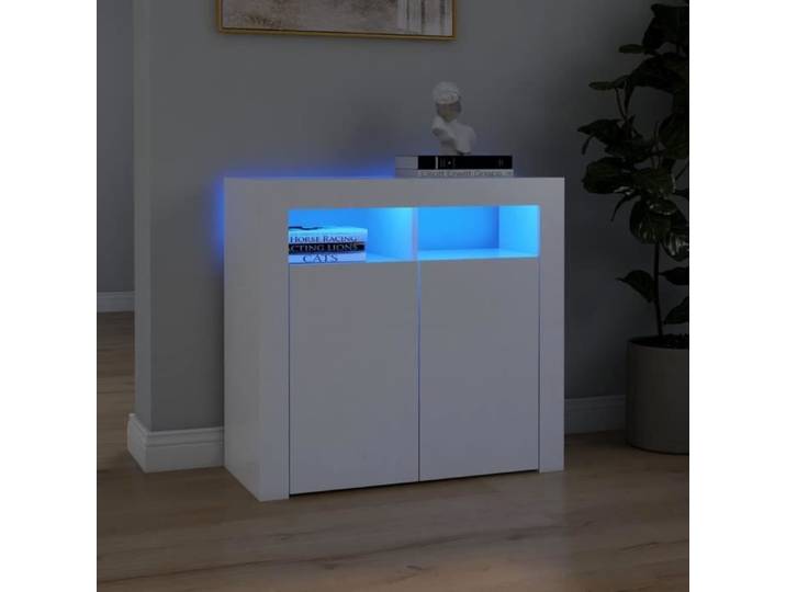 Buffet de Rangement - élégant - Placard Multifonction - avec lumières LED Blanc 80x35x75 cm271