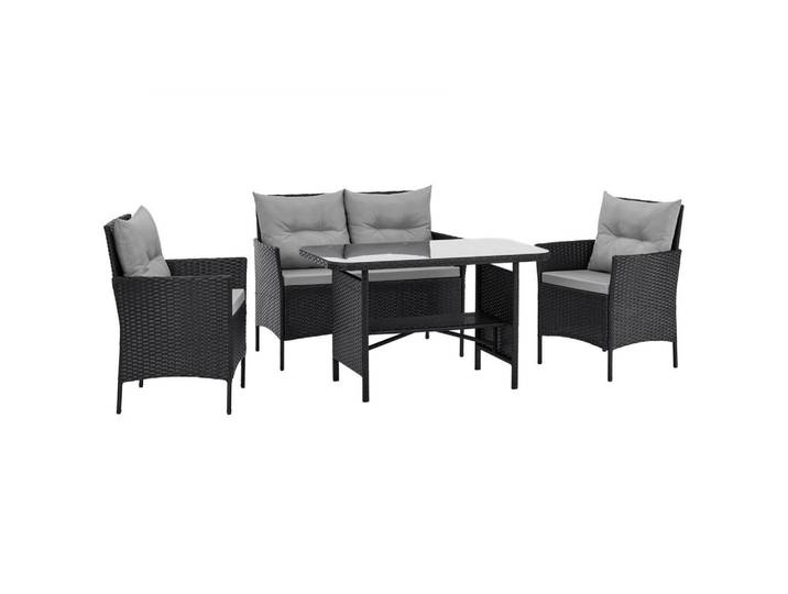 Svita Gartenlounge Dallas Schwarz, Metall, rechteckig, Gartenmöbel, Gartengarnituren, Gartenmöbel-Sets