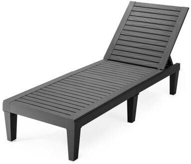 Costway Outdoor Recliner Chair with 5-Position Adjustable Backrest-Black