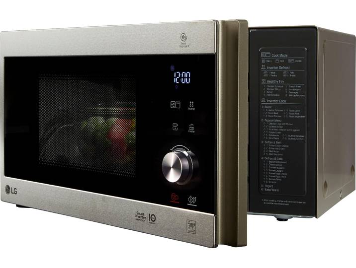 LG Mikrowelle MH 6565 CPS , silber (edelstahlfarben), B:47,6cm H:27,2cm T:38,9cm, Mikrowellen, Smart Inverter Technologie, echte Glasfront, Mikrowelle