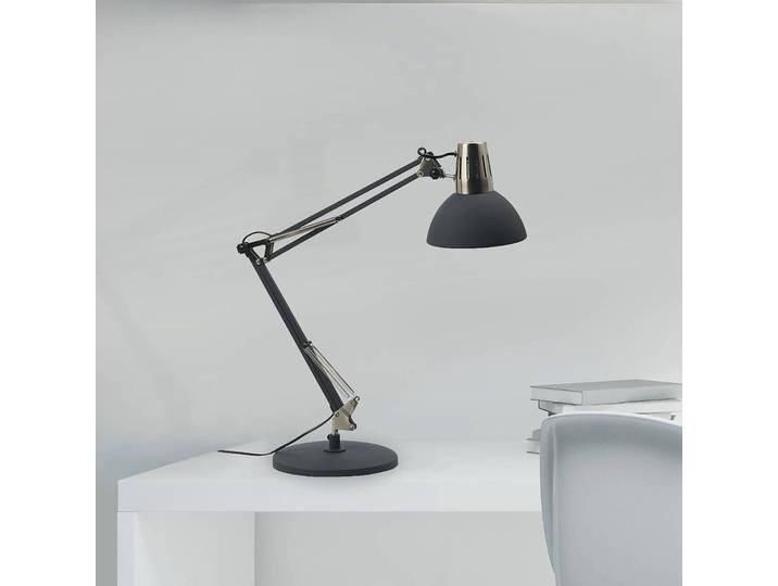Aluminor Tischleuchtelampe Calypsa, schwarz, für Arbeitszimmer / Büro, Aluminium, Modern