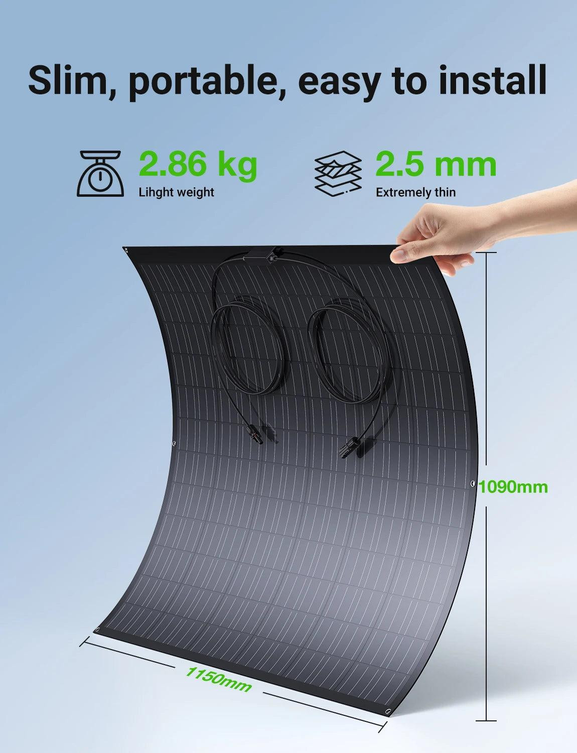 Selius Zonne-Energieset met flexibele zonnepanelen en 800W micro-omvormer, weerbestendig IP67