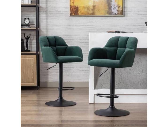 Wahson Lot de 2 Tabouret de Bar en Velours Chaise de Bar Réglable Chaise Haute Cuisine pour Bar-Cuisine Vert