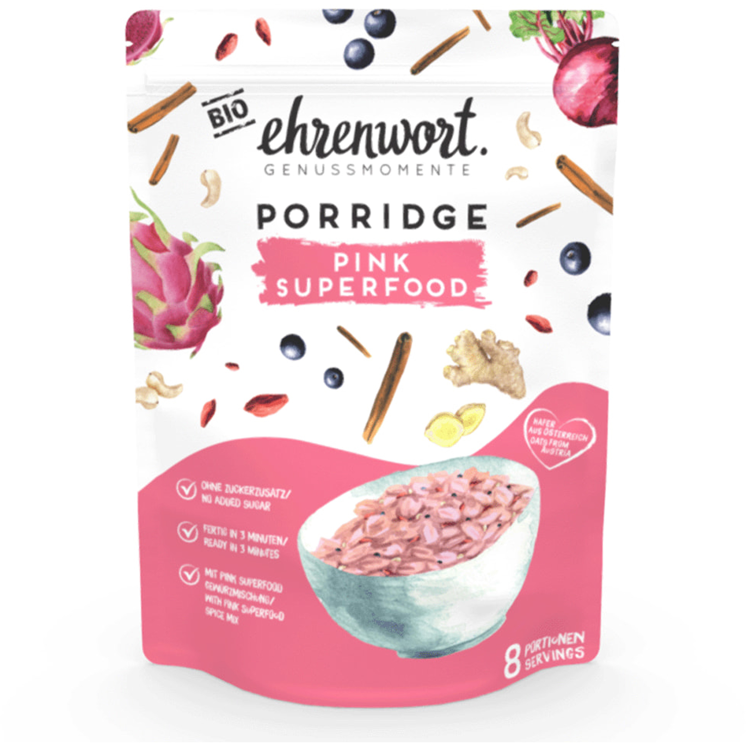 ehrenwort Pink Superfood Porridge Trekkingnahrung Größe 400g