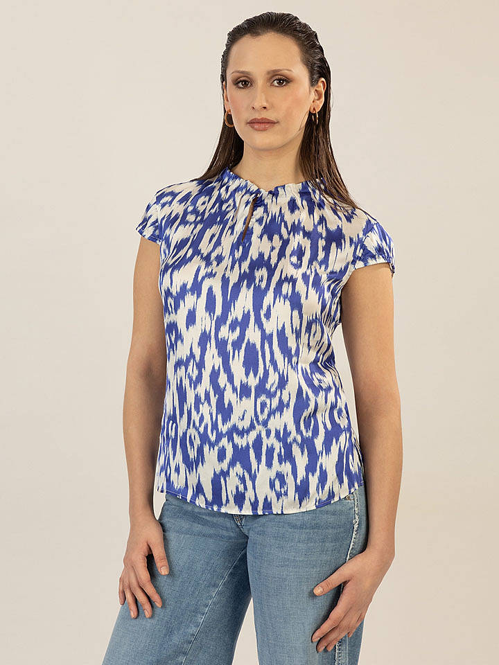 APART Bluse in Blau/ Creme - 44
