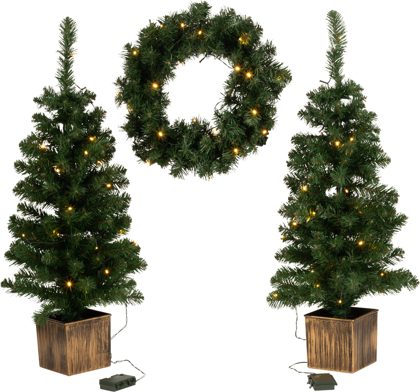 LIVARNO® LED-Weihnachtsbaum-Adventskranz-Set, 3-tlg.