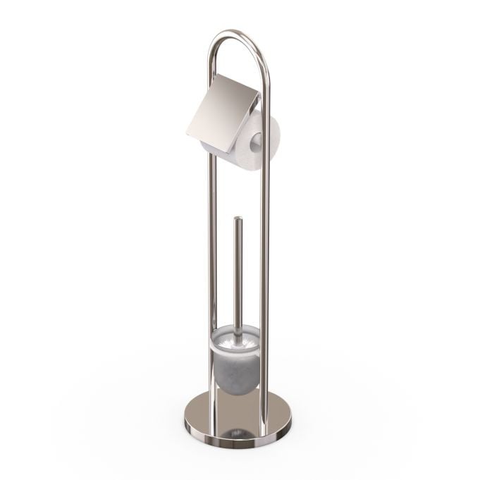 Relaxdays Toiletbutler van roestvrij staal met toiletborstel en reserverolhouder, zilver