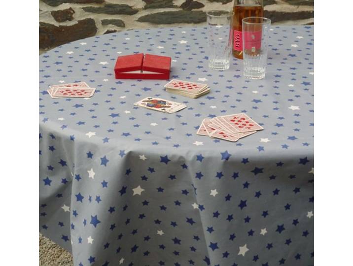 Nappe enduite bleue ronde diam 160 cm