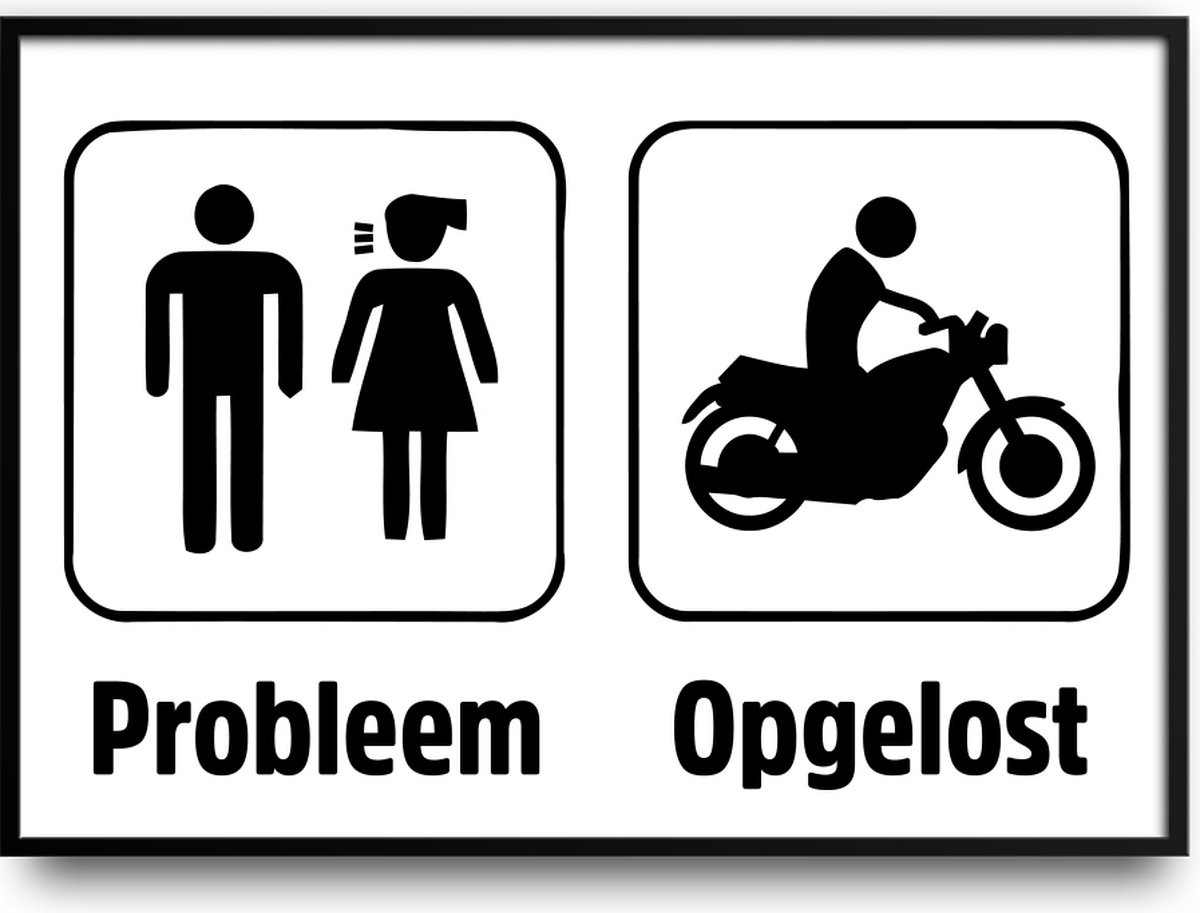 Grappige Poster Probleem Opgelost Fotolijst met Glas, 50 x 70 cm