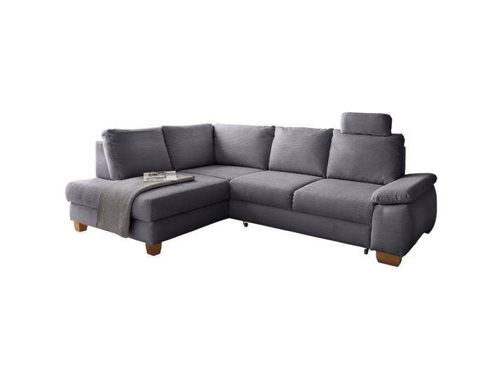 Livetastic Eckschlafsofa, Dunkelgrau, Holz, 261x206 cm, Liegefunktion, Rücken echt, Armteil rechts, Wohnzimmer, Sofas & Couches, Schlafsofas, Schlafsofas mit Bettkasten