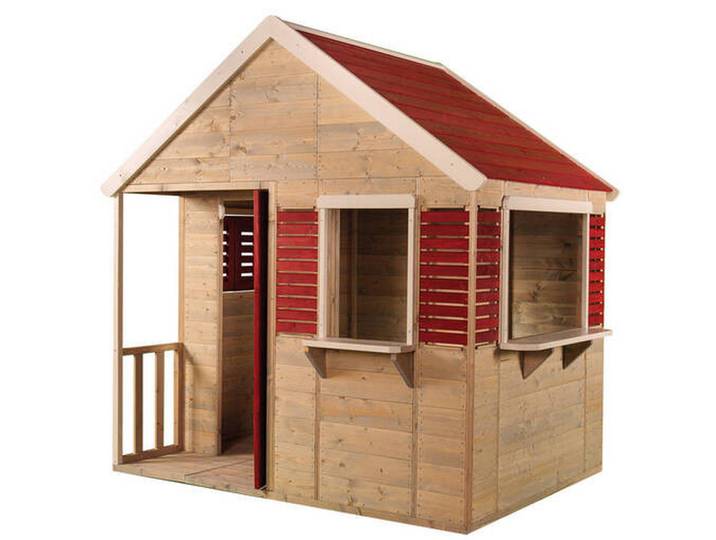 Spielhaus, Naturfarben, Rot, Holz, Kiefer, 155x168x120 cm, Freizeit & Co, Gartenspielzeug, Spielhäuser