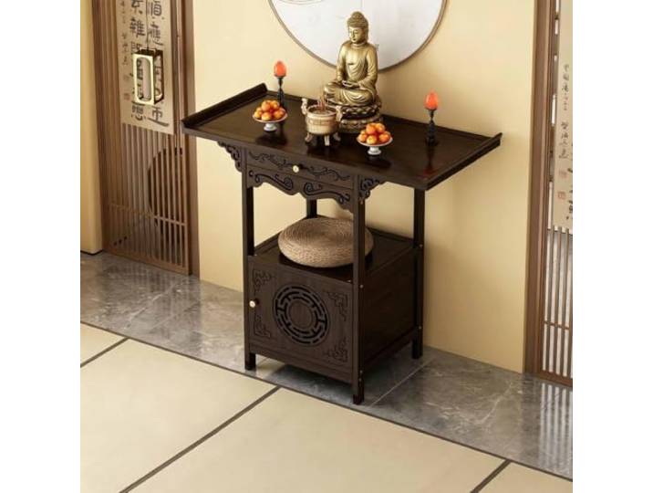 Buddha-Statue-Ständer Schrein，Meditationstisch Mit Schubladen Schrank Buddha-Altar-Regal,chinesische Feng-Shui-Vitrine,für Meditation Heimbüro Wohnzimmer(80x40x100cm/31.5x15.7x39.4'')