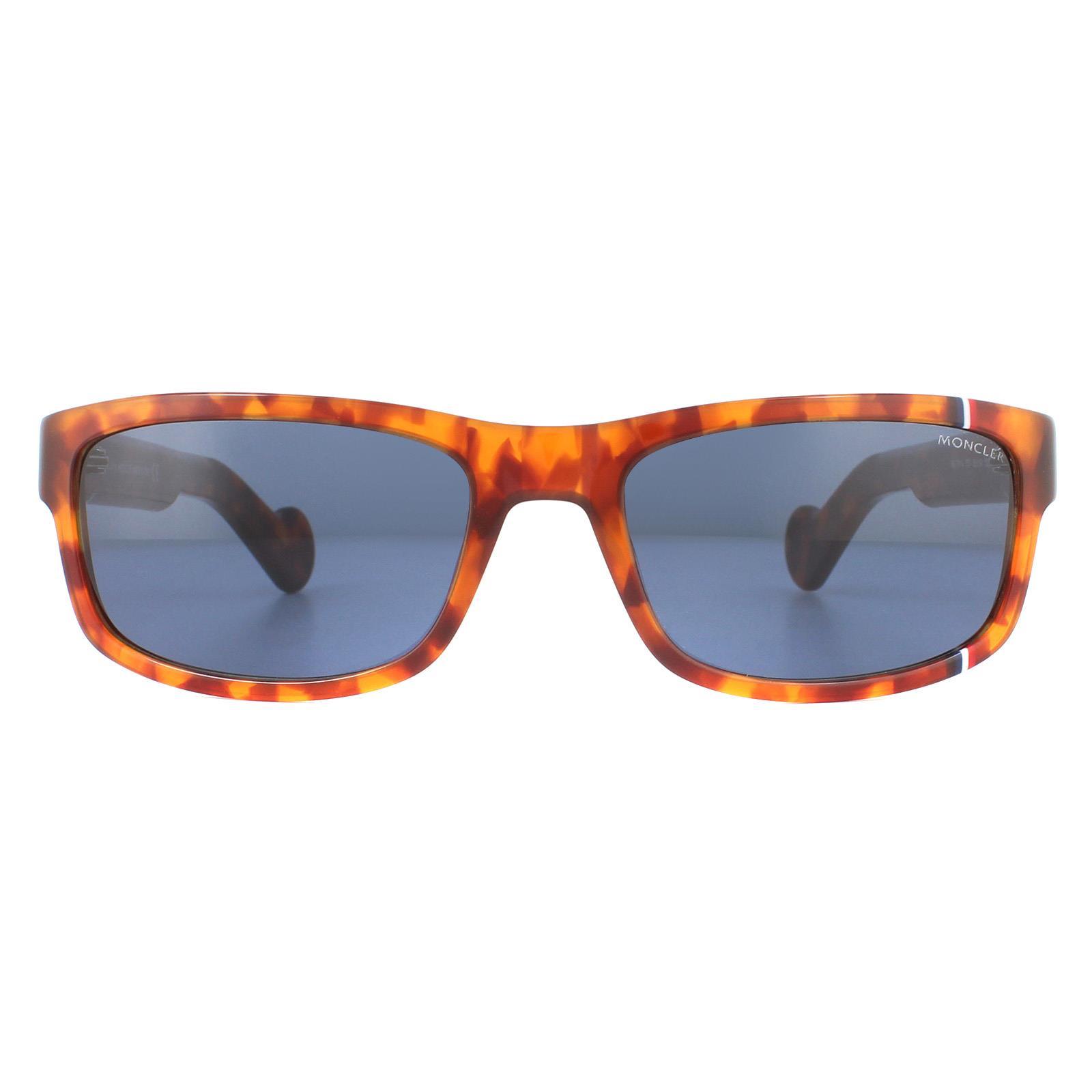 Moncler Rechteck Herren Havanna blau Sonnenbrille