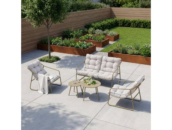 Ensemble de meubles de jardin Kivanta 5 pièces beige