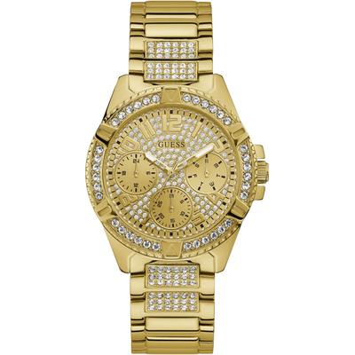 Multifunktionsuhr GUESS "LADY FRONTIER", gold (goldfarben), Armbanduhren, Damen, Armbanduhr, Quarzuhr, Damenuhr