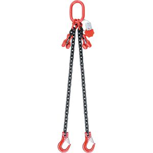 SEWOTA Kettengehänge Traglast 4,25 t, 2-Strang, 10 mm Kettenstärke, GK 8, Gabelkopf- & Verkürzungshaken, 2 m