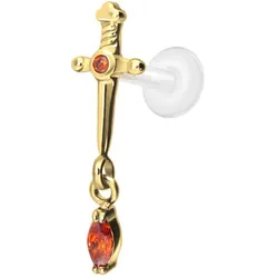 PTFE Labret mit Innengewinde + Titan-Aufsatz DOLCH + KRISTALLTROPFEN