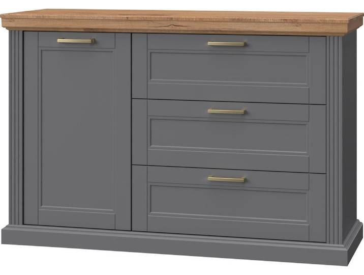 Sideboard GOODPRODUCT Tara, Landhaus Kombikommode B/T/H: 138/48/91 cm, FSC-zertifiziert , grau (graphite matt, pacific walnut), B:138cm H:91cm T:48cm, Holzwerkstoff, MDF, Sideboards, Sideboard, lackiert mit wasserbasiertem UV-Lack, unempfindlich und kratzfest