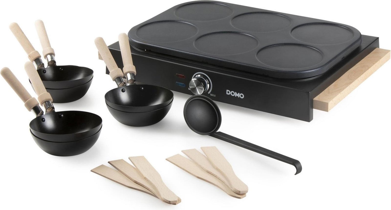 Domo Wok party set 2-in-1 DO8719W voor 6 personen met wok en pannenkoeken, 1000 W