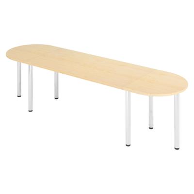 bümö Konferenztisch oval 280x80 cm großer Besprechungstisch in Ahorn, Besprechungstisch mit Chromfüßen, Meetingtisch für 8 Personen, Tisch für