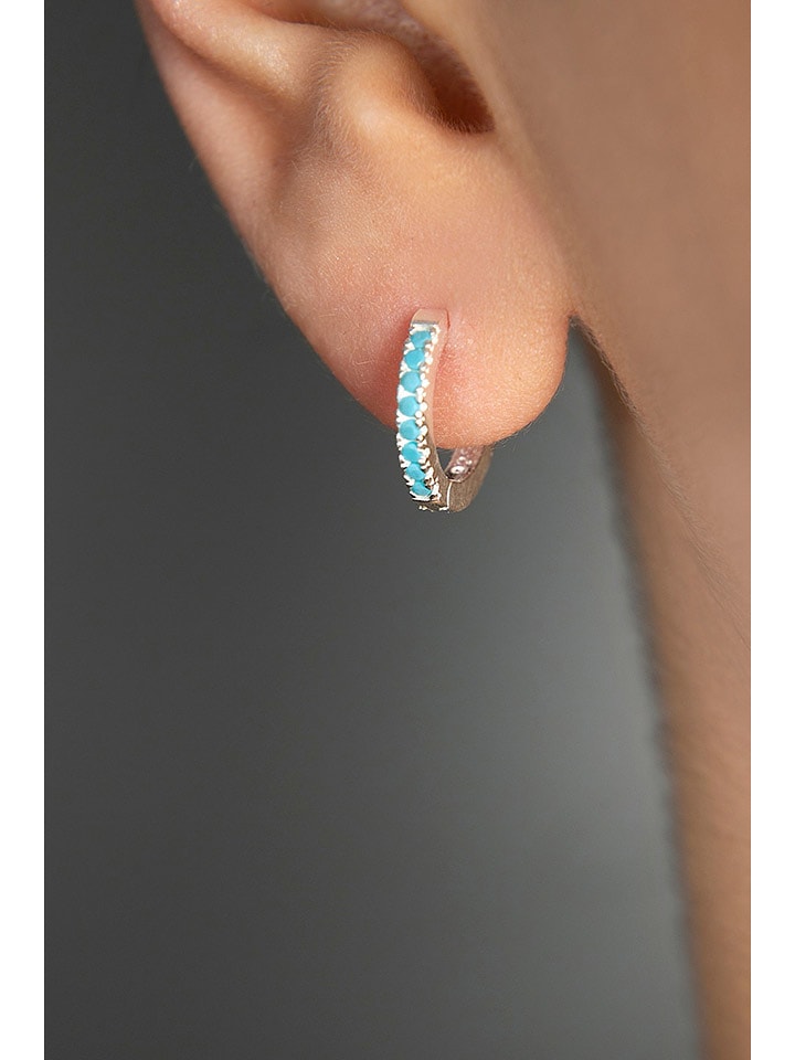 Heliophilia Silber-Creolen mit Edelsteinen - onesize
