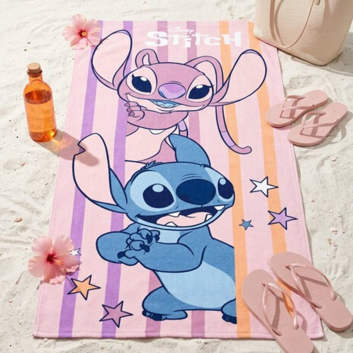 Lilo & Stitch strandlaken Stitch en Angel, polyester, 70 x 140 cm