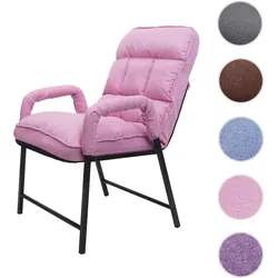 Esszimmerstuhl HWC-K40, Stuhl Polsterstuhl, 160kg belastbar Rückenlehne verstellbar Metall ~ Stoff/Textil rosa