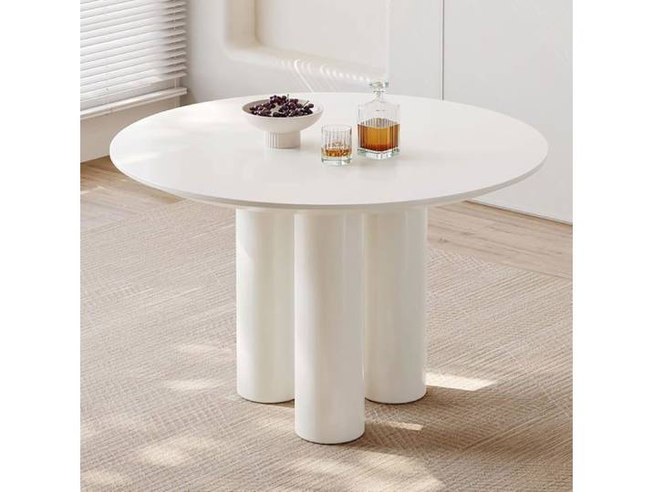 Guyii Table Basse décontractée Ronde pour 4 à 5 Personnes Table Uniquement mobilier de Salle à Manger Minimaliste (Blanc 1 17 m)