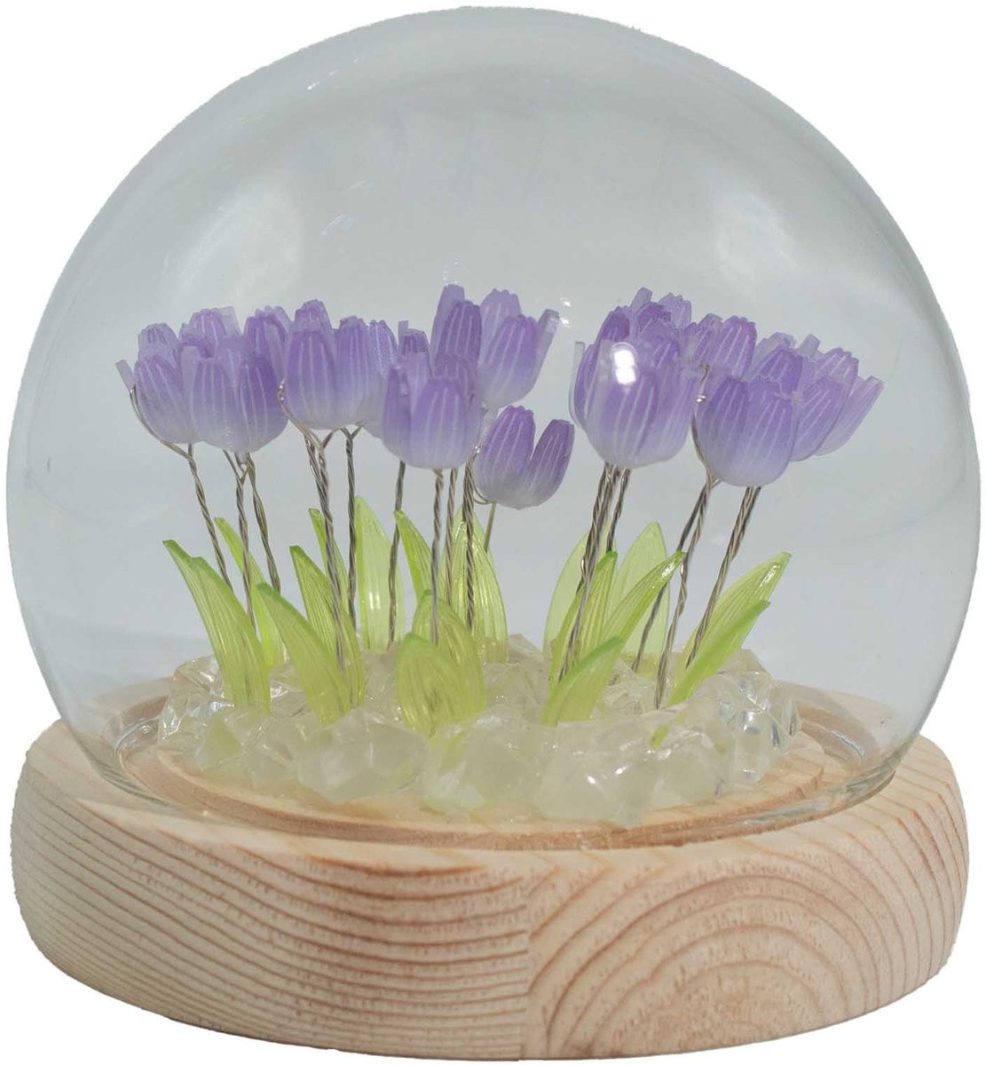 Bloementuinkoepel met 20 tulpen en LED USB-verlichting