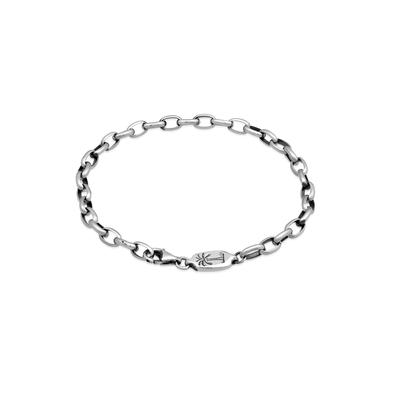 Armkette HAZE & GLORY "Armband Ankerkette Palme Basic 925 Silber" Gr. 190, schwarz, Armbänder, Herren, 190, Silber 925 (Sterlingsilber), Armkette