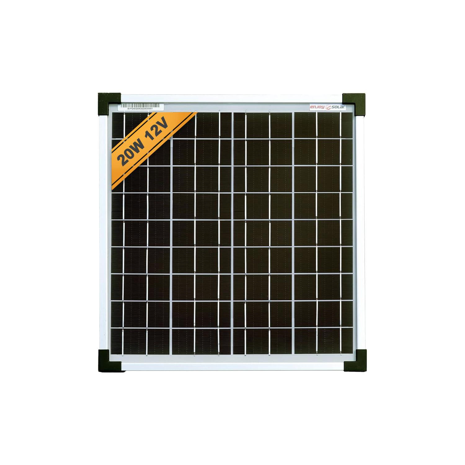 Enjoy Solar monokristallijn zonnepaneel 20W 12V met zilveren frame