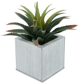 House of Silk Flowers Faux Star Succulent in Square Zinc Planter