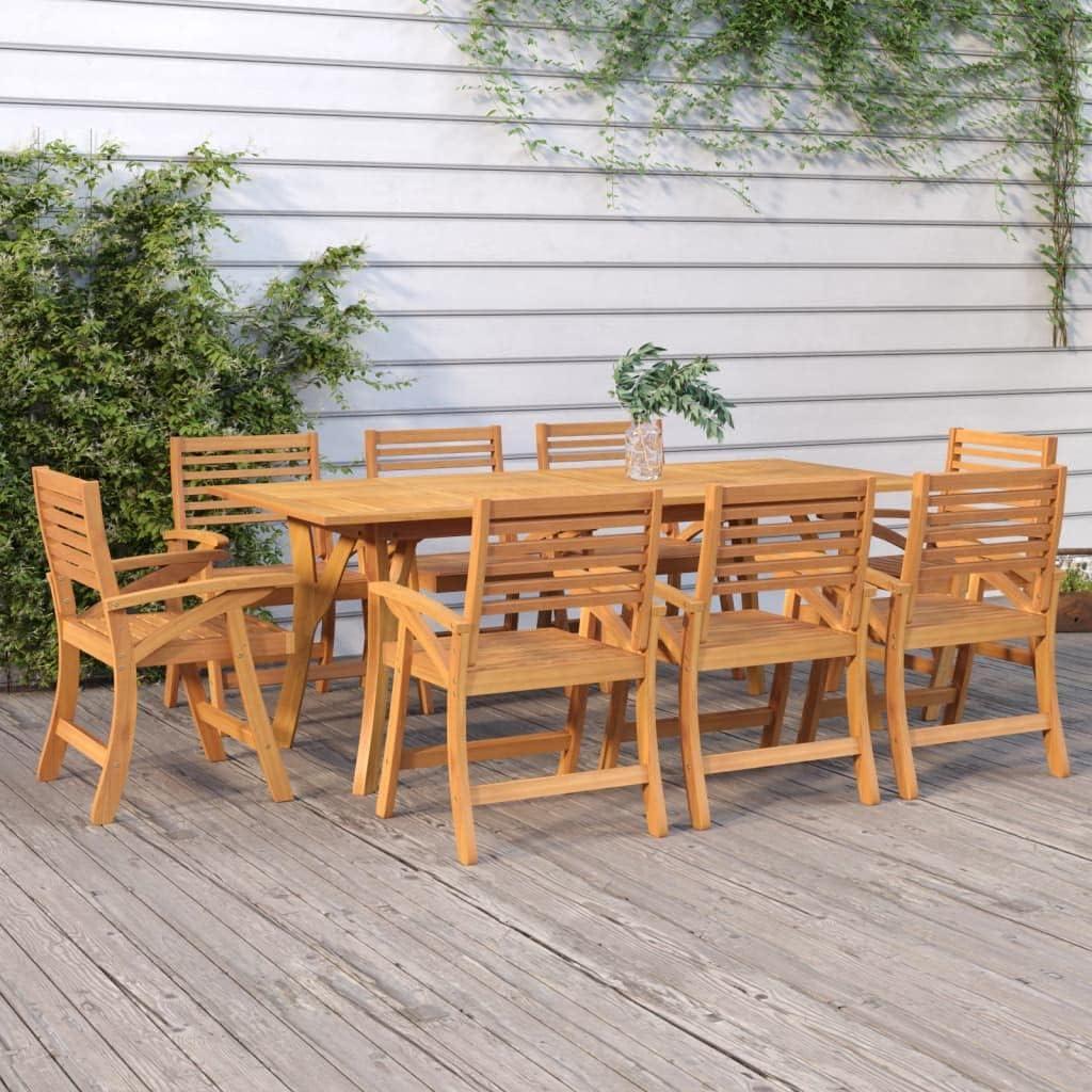 Robuster Gartentisch aus massivem Akazienholz, 200x90x75 cm, für Balkon, Terrasse, Garten und Veranda, wetterfest und pflegeleicht zum Essen, Grillen und für Picknicks
