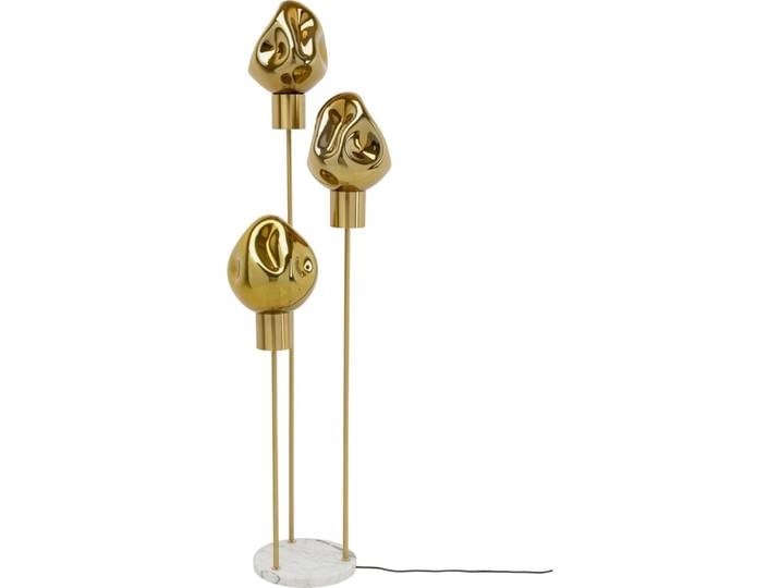Lampadaire en verre déstructuré et acier doré