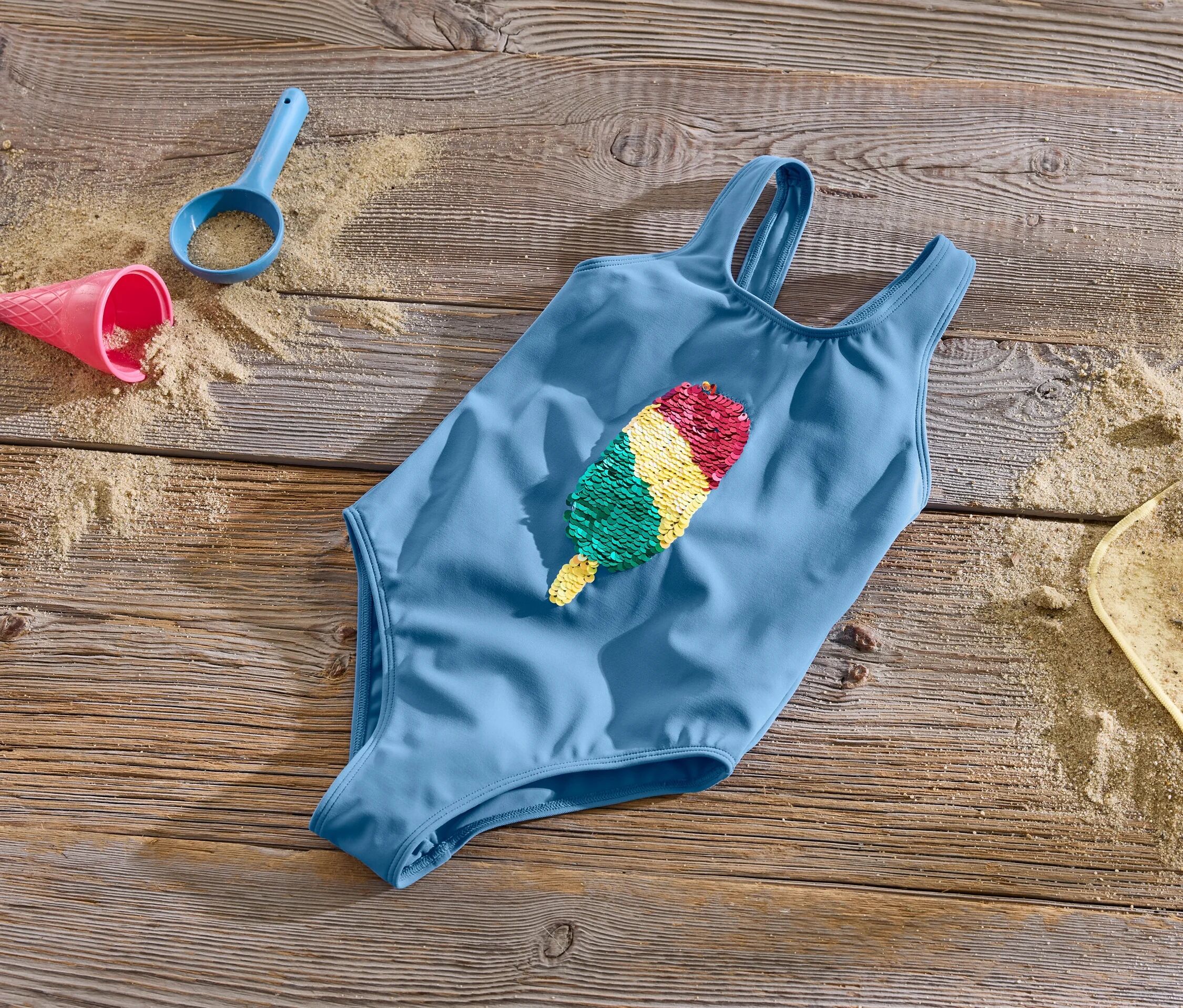 Tchibo - Kinder-Badeanzug mit Wendepailletten - Kinder - Gr. 98/104 - blau