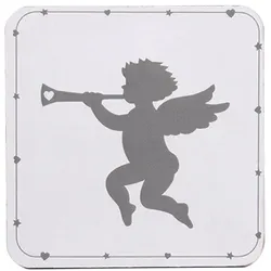 Krasilnikoff Untersetzer Cherub Angels aus Kork, L10,5 x B10,5 x H0,4cm, weiss