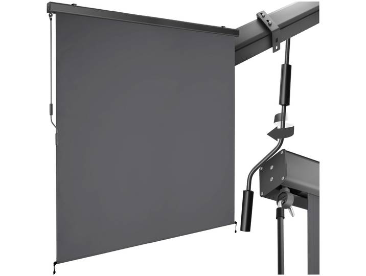 Store banne verticale ELOISE avec 2 supports muraux - 180 x 250 cm, gris foncé