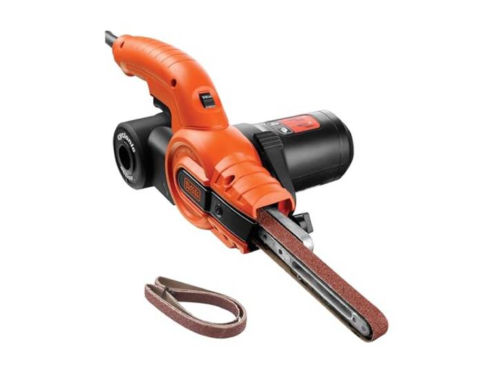 BLACK+DECKER Lime électrique 350W 13 mm\, KA900E-QS 3 bandes abrasives et système de collecte de poussière inclus